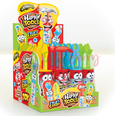 Упаковка фигурного драже JOHNY BEE® Happy Tools с игрушками инструментами, 24шт. — Photo 2