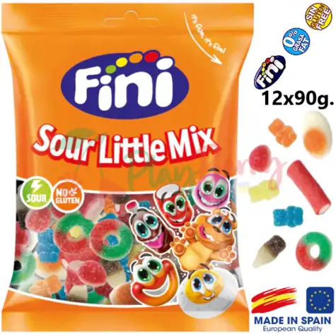 Упаковка мармеладных конфет Fini Микс маленькие кислые фигурки, 12*90г.