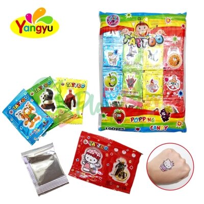 Упаковка стреляющей карамели + тату Popping Candy 1гр.*100шт.