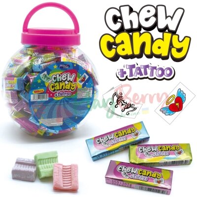 Упаковка жувальних цукерок Chew Candy Tatoo асорті, 100шт.