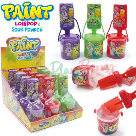 Упаковка леденцов Paint Lollipop &amp; Sour powder со стреляющим сахаром, 12шт.