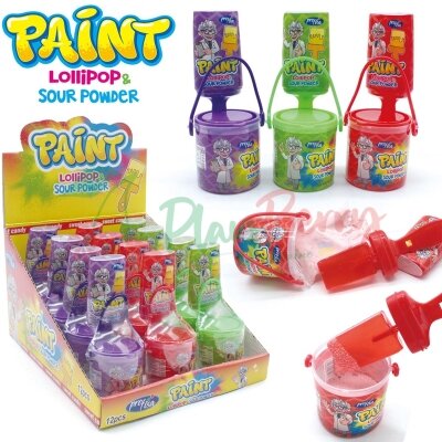 Упаковка льодяників Paint Lollipop &amp; Sour powder з стріляючим цукром, 12шт.