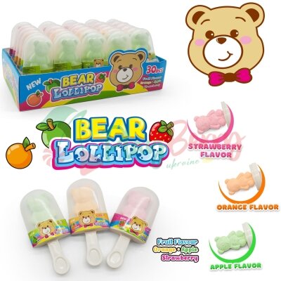 Упаковка цукерок драже Bear Lollipop, 30шт.