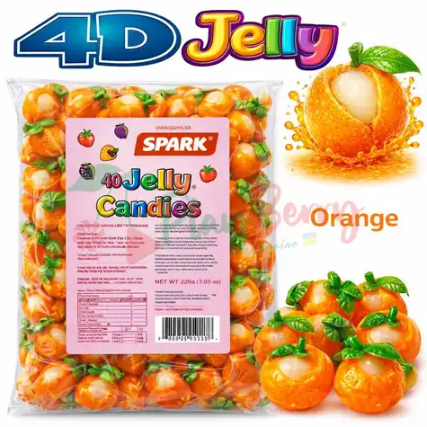Упаковка мармеладних цукерок Spark 4D Orange SHAPE Pelling з кожурою та м'якоттю, 1кг.