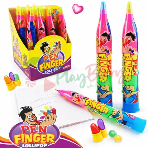 Упаковка леденцов FINGER Lollipop Смешные фруктовые пальцы с ручкой, 30шт.