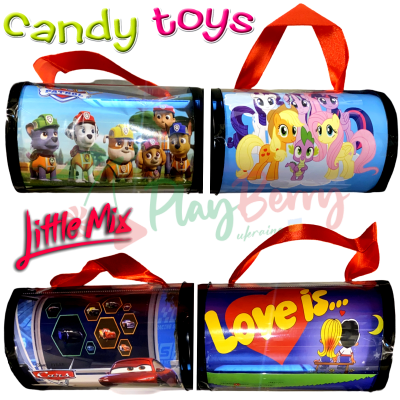 Подарунковий набір з цукерками та сюрпризом Mix Candy Toys тубус, 4шт.