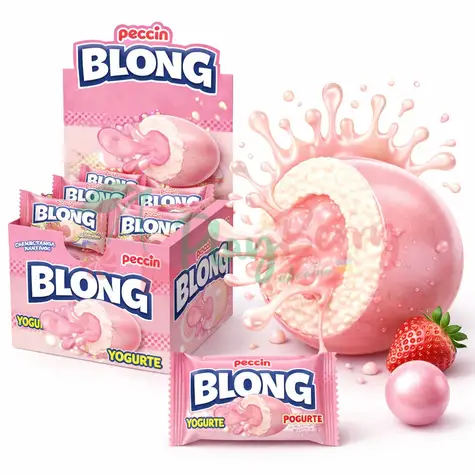 Упаковка жувальної гумки BLONG Yogurt Morango з джемом, 40шт.