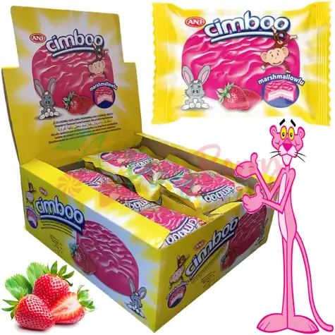 Упаковка печенья Cimboo из маршмеллоу в клубничной глазури, 24шт.