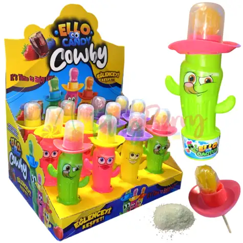 Упаковка леденцов с кислой пудрой Ello Cactus Lolipop Кактус, 12шт.