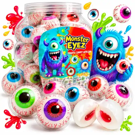 Упаковка желейних цукерок Monster Eyez з джемом, 50шт.