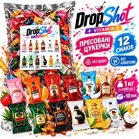 Упаковка драже DropShot+Vitamin C со вкусом алкогольных напитков, 1кг.