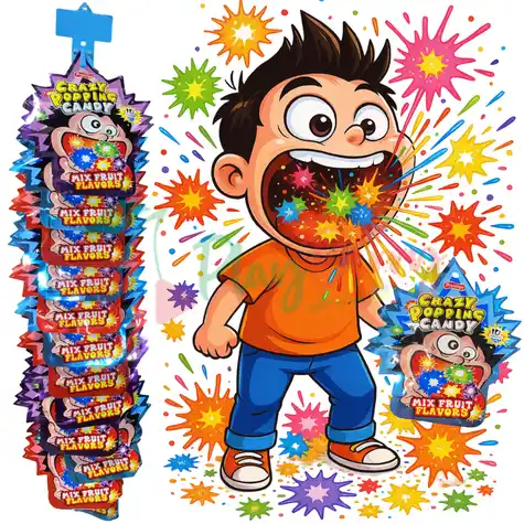 Упаковка стріляючого цукру Crazy Popping Canddy на підвісці, 12шт.