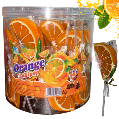 Упаковка льодяників на паличці Orange Lollipop апельсин, 50шт.