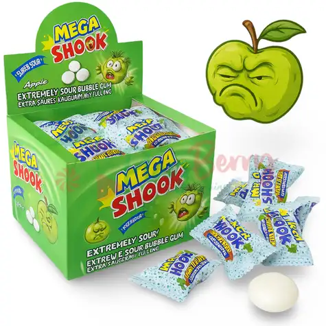 Упаковка жувальної гумки Mega Shook Green Apple, 100шт.