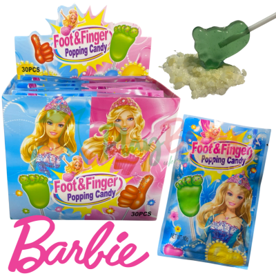 Упаковка льодяників на паличці Barbie з вибуховою карамеллю, 30шт.
