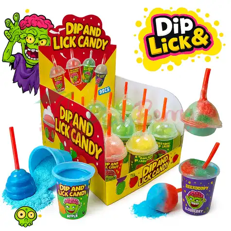 Упаковка льодяників у формі мізків Dip&amp;Lick candy з кислою пудрою, 12шт. 