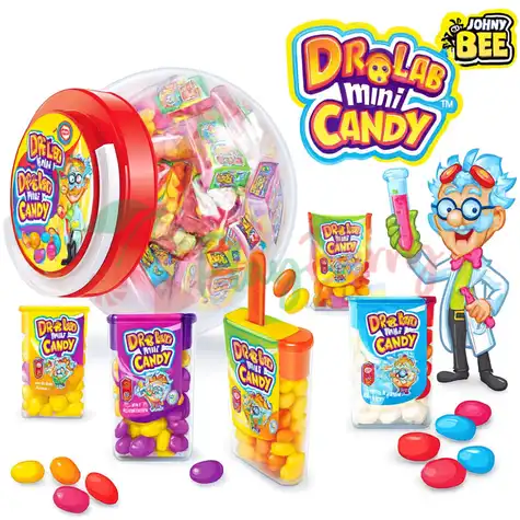Упаковка драже тик-так JOHNY BEE® Dr Lab Soccer в баночке в форме футбольного мяча, 70шт.