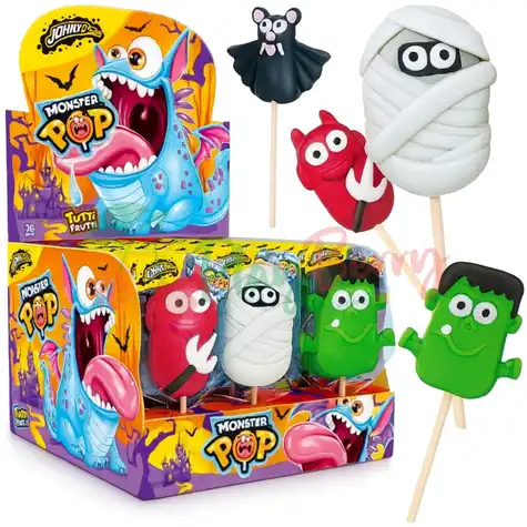 Упаковка льодяників на паличці JOHNY BEE® Monster Pop, 36шт.