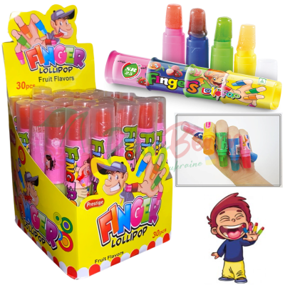 Упаковка льодяників FINGER Lollipop Смішні фруктові пальці, 30шт.
