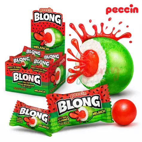 Упаковка жувальної гумки BLONG кавун з джемом, 40шт.