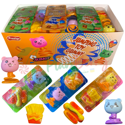 Упаковка желейных конфет фаст-фуд Jumping Toy с прыгающей игрушкой, 30шт.