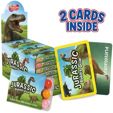 Упаковка жувальної гуммки Jurassic на блістері з картками, 24шт.