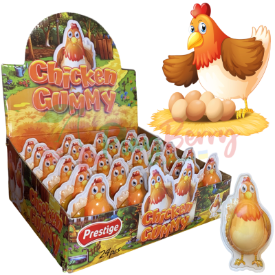 Упаковка мармеладных конфет Chicken Gummy Яичко в курочке, 24шт.