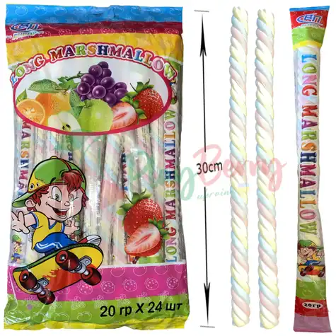 Упаковка маршмеллоу Зефірна косичка Long marshmallow, 24шт.