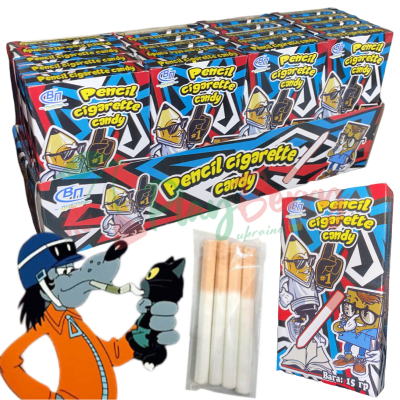 Упаковка сахарного драже Pencil Cigarette candy в форме карандашей-сигарет, 20шт.