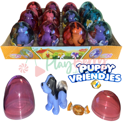 Упаковка пластиковых яиц Puppy с игрушкой и конфетами, 12шт.