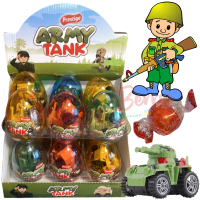 Упаковка пластиковых яиц Army Tank с игрушкой и конфетами, 12шт.