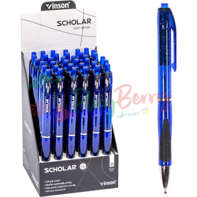 Ручка масляна VINSON синя V5-1 автоматична, 36шт.