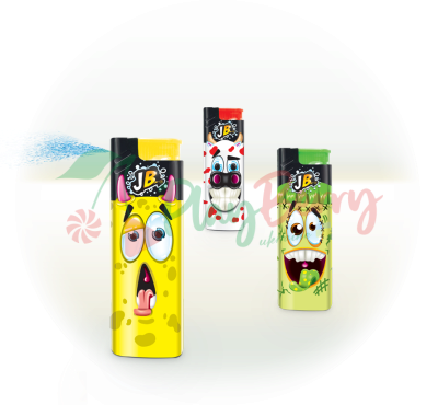 Упаковка Спрей-карамелі JOHNY bee запальничка Lighter Spray Fruit, 24шт. — Photo 4