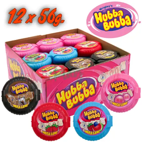 Упаковка жувальної гумки Hubba Bubba Mega Long MIX, 12шт.