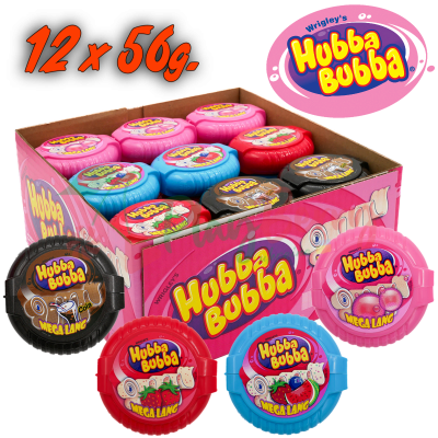 Упаковка жевательной резинки Hubba Bubba Mega Long MIX, 12шт.