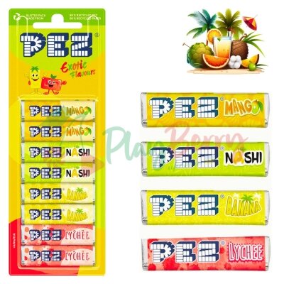 Упаковка фруктовых конфет PEZ Exotic Flavours, 8шт.