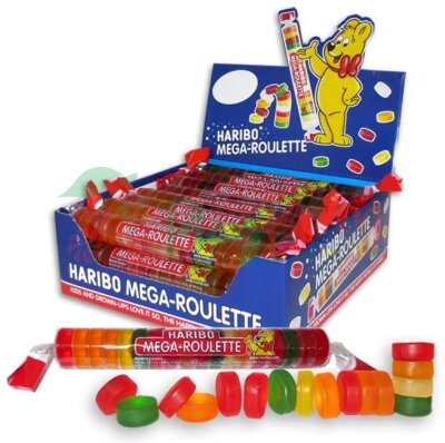 Упаковка жувальних мармеладних цукерок &quot;HARIBO MEGA-Roulette&quot; асорті 45гр.*40шт.