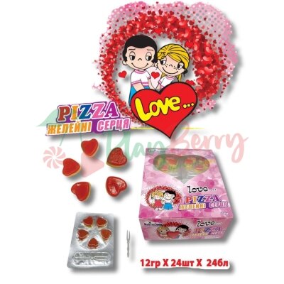 Упаковка желейные сердца PIZZA LOVE... 12гр.*24шт.