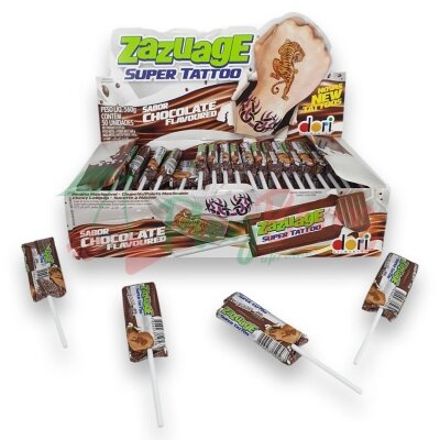 Упаковка жевательных конфет &quot;Zazuage Super Tatoo&quot; Шоколад 11,20гр.*50шт. — Photo 1