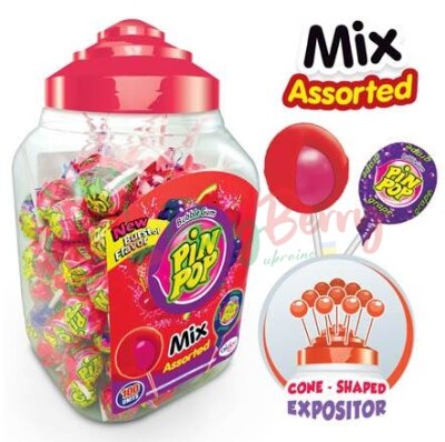 Упаковка Чупа чупс з гумкою Aldor Pin Pop Assorted асорті, 100шт.