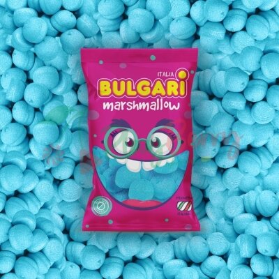 Упаковка маршмеллоу &quot;BULGARI&quot; Блакитні кульки, 900гр. — Photo 2