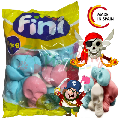 Упаковка желейных конфет FINI Гигантский череп пиратов, 1кг.