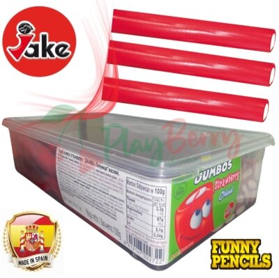 Упаковка мармеладных конфет JAKE JUMBOS Oiled Strawberry полено клубника, 30шт.