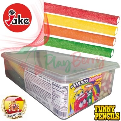 Упаковка мармеладних цукерок JAKE Jumbos Rainbow Sour Поліно веселка кисла, 30шт.
