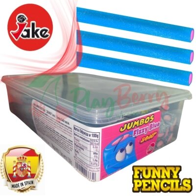 Упаковка мармеладних цукерок JAKE JUMBOS Fizzy Blue Sour Bubble Gum Поліно, 30шт.