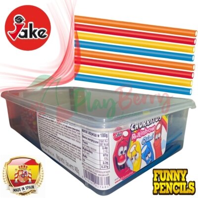 Упаковка мармеладных конфет JAKE Churritos Rainbow Oiled Полино радуга, 200шт.
