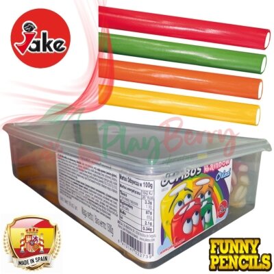Упаковка мармеладных конфет JAKE Jumbos Rainbow Oiled Полено радуга, 30шт.