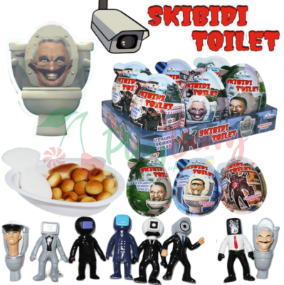 Упаковка яиц джой Skibidi Toilet с игрушкой и печеньем в шоколаде, 6шт.