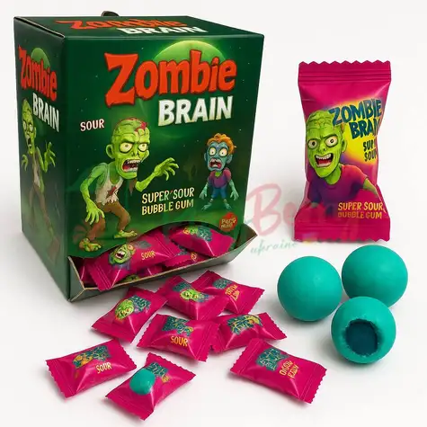 Упаковка жувальних гумок Zombie Brain з кислим центром, 200 шт.