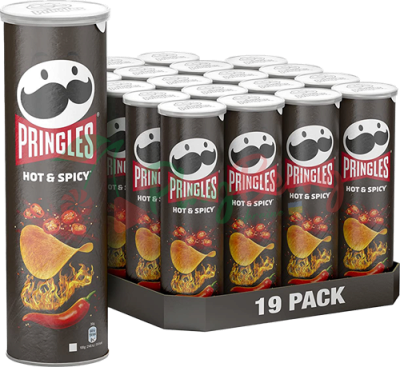 Упаковка чіпсів Pringles Hot &amp; Spicy Гострі спеції 165г., 19шт.
